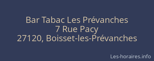 Bar Tabac Les Prévanches