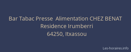 Bar Tabac Presse  Alimentation CHEZ BENAT