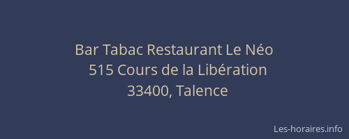 Bar Tabac Restaurant Le Néo