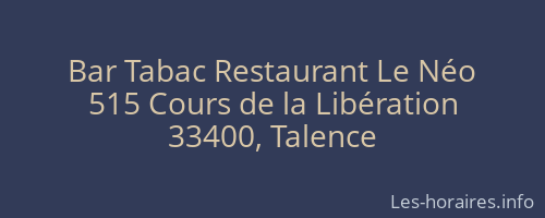 Bar Tabac Restaurant Le Néo