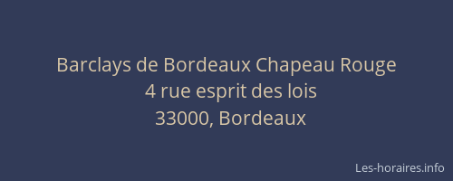 Barclays de Bordeaux Chapeau Rouge