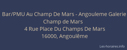 Bar/PMU Au Champ De Mars - Angouleme Galerie Champ de Mars