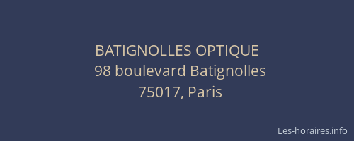 BATIGNOLLES OPTIQUE