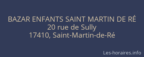 BAZAR ENFANTS SAINT MARTIN DE RÉ