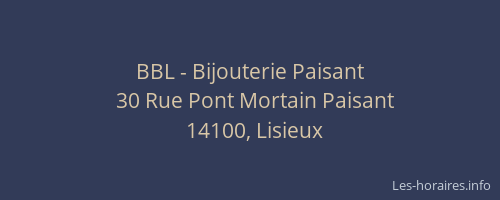 BBL - Bijouterie Paisant