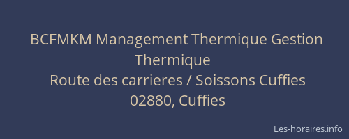 BCFMKM Management Thermique Gestion Thermique