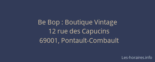 Be Bop : Boutique Vintage