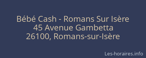 Bébé Cash - Romans Sur Isère