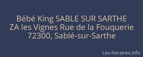 Bébé King SABLE SUR SARTHE