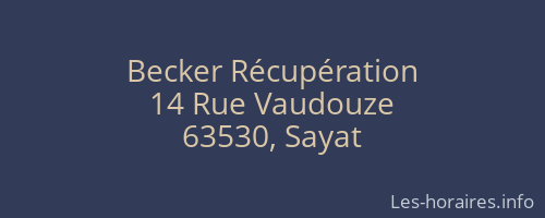 Becker Récupération