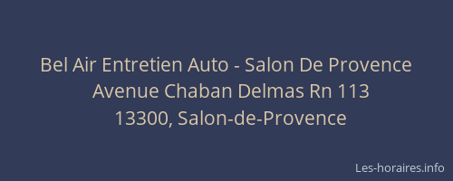 Bel Air Entretien Auto - Salon De Provence