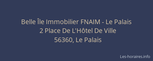 Belle Île Immobilier FNAIM - Le Palais