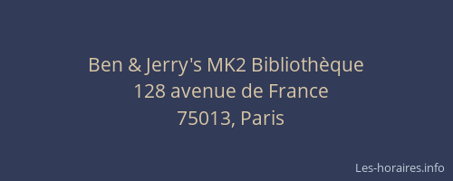 Ben & Jerry's MK2 Bibliothèque