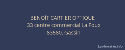BENOÎT CARTIER OPTIQUE