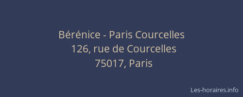 Bérénice - Paris Courcelles