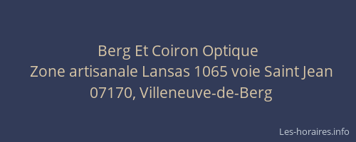 Berg Et Coiron Optique