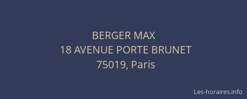 BERGER MAX