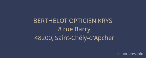 BERTHELOT OPTICIEN KRYS
