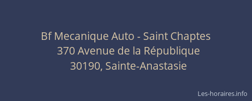 Bf Mecanique Auto - Saint Chaptes