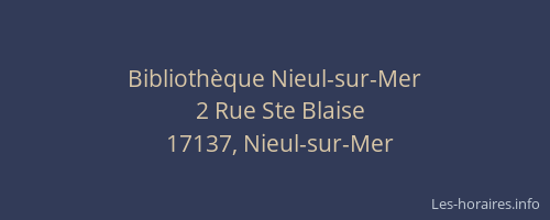 Bibliothèque Nieul-sur-Mer