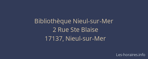 Biblioth&egrave;que Nieul-sur-Mer