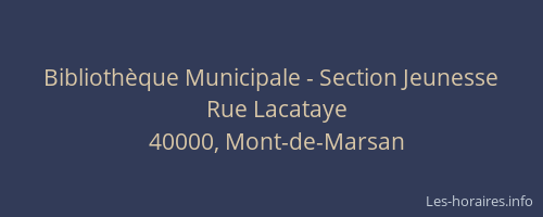 Bibliothèque Municipale - Section Jeunesse
