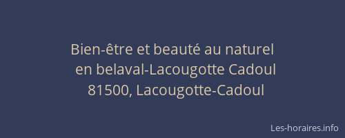 Bien-&ecirc;tre et beaut&eacute; au naturel