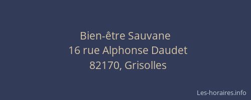 Bien-&ecirc;tre Sauvane