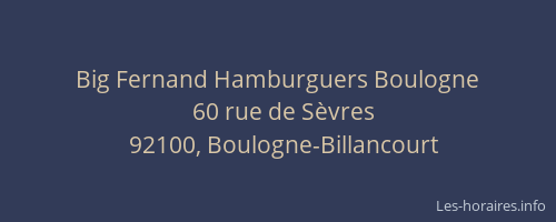 Big Fernand Hamburguers Boulogne