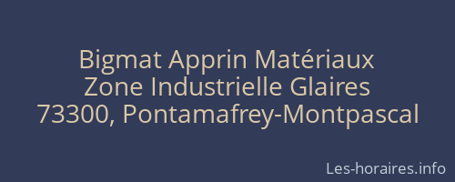 Bigmat Apprin Matériaux