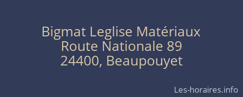 Bigmat Leglise Matériaux