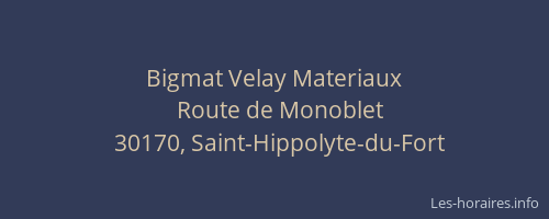 Bigmat Velay Materiaux