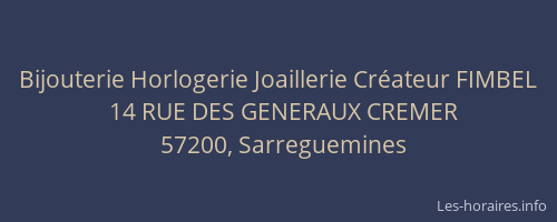 Bijouterie Horlogerie Joaillerie Cr&eacute;ateur FIMBEL