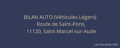 BILAN AUTO (V&eacute;hicules L&eacute;gers)