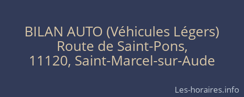 BILAN AUTO (Véhicules Légers)