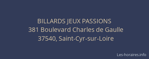 BILLARDS JEUX PASSIONS