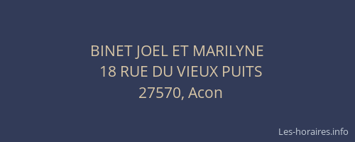 BINET JOEL ET MARILYNE