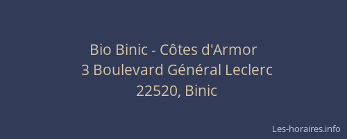 Bio Binic - Côtes d'Armor