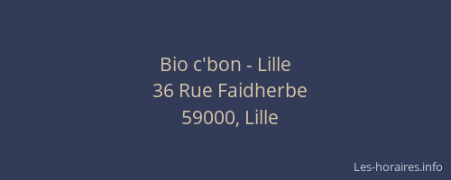 Bio c'bon - Lille