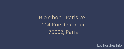 Bio c'bon - Paris 2e