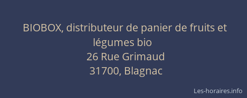 BIOBOX, distributeur de panier de fruits et légumes bio
