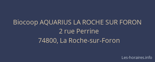 Biocoop AQUARIUS LA ROCHE SUR FORON