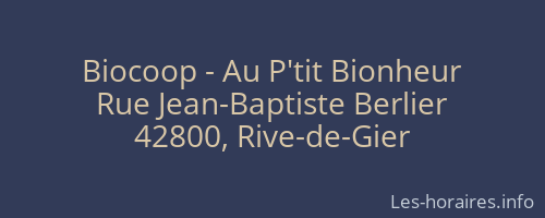 Biocoop - Au P'tit Bionheur