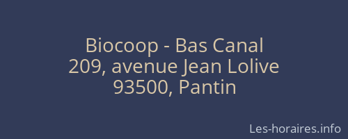 Biocoop - Bas Canal