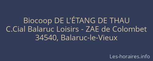 Biocoop DE L'ÉTANG DE THAU