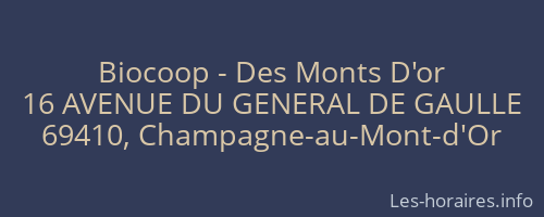 Biocoop - Des Monts D'or