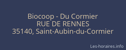 Biocoop - Du Cormier
