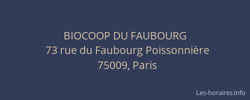 BIOCOOP DU FAUBOURG
