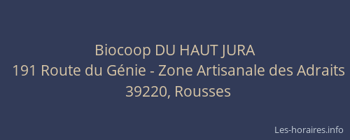 Biocoop DU HAUT JURA