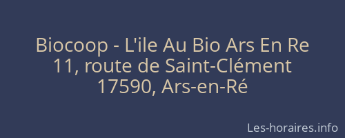 Biocoop - L'ile Au Bio Ars En Re